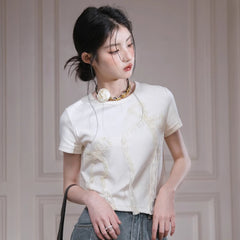 Apricot Oolong Jasmine Green Three - dimensional Bow T - shirt - MEIMMEIM(メイムメイム)