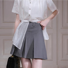 Apricot White Bamboo Shadow Shoulder Pleated Waist Shirt - MEIMMEIM(メイムメイム)