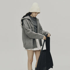 Ash wrapped lapel wool sweater jacket - MEIMMEIM(メイムメイム)