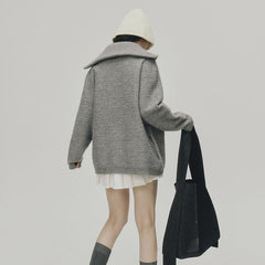 Ash wrapped lapel wool sweater jacket - MEIMMEIM(メイムメイム)