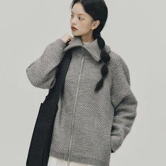 Ash wrapped lapel wool sweater jacket - MEIMMEIM(メイムメイム)