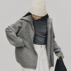 Ash wrapped lapel wool sweater jacket - MEIMMEIM(メイムメイム)