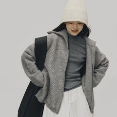 Ash wrapped lapel wool sweater jacket - MEIMMEIM(メイムメイム)