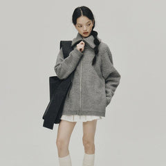 Ash wrapped lapel wool sweater jacket - MEIMMEIM(メイムメイム)