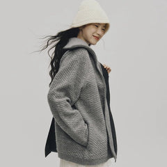 Ash wrapped lapel wool sweater jacket - MEIMMEIM(メイムメイム)