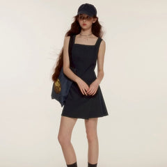 Asymmetric layering Navy sleeveless suit dress - MEIMMEIM(メイムメイム)