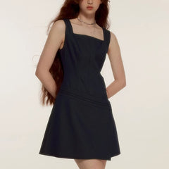 Asymmetric layering Navy sleeveless suit dress - MEIMMEIM(メイムメイム)