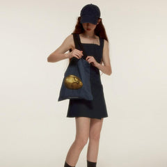 Asymmetric layering Navy sleeveless suit dress - MEIMMEIM(メイムメイム)