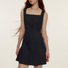 Asymmetric layering Navy sleeveless suit dress - MEIMMEIM(メイムメイム)