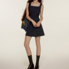 Asymmetric layering Navy sleeveless suit dress - MEIMMEIM(メイムメイム)