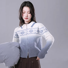 Blue Lagoon crushed ice jacquard pattern dye sweater - MEIMMEIM(メイムメイム)