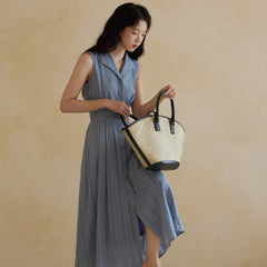 Blue long skirt dress feminine sleeveless dress - MEIMMEIM(メイムメイム)