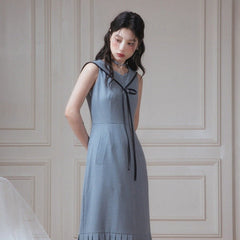 Blue Sea Son Rai Navy Color Shoulder Dress - MEIMMEIM(メイムメイム)