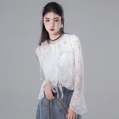 Cool Angelica off - shoulder design lace cardigan - MEIMMEIM(メイムメイム)