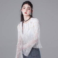 Cool Angelica off - shoulder design lace cardigan - MEIMMEIM(メイムメイム)