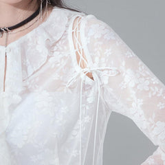 Cool Angelica off - shoulder design lace cardigan - MEIMMEIM(メイムメイム)