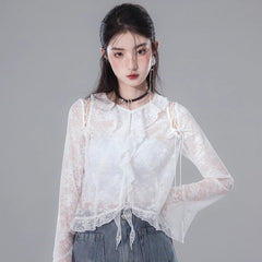 Cool Angelica off - shoulder design lace cardigan - MEIMMEIM(メイムメイム)