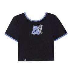 Devil hanhan bear black and purple printed T - shirt - MEIMMEIM(メイムメイム)