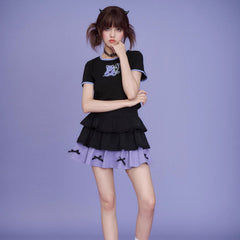 Devil hanhan bear black and purple printed T - shirt - MEIMMEIM(メイムメイム)