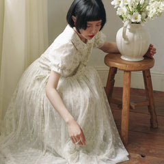 Doll Collar Dress Puff Short Sleeve Layer Gauze - MEIMMEIM(メイムメイム)