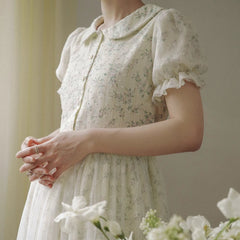 Doll Collar Dress Puff Short Sleeve Layer Gauze - MEIMMEIM(メイムメイム)