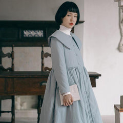 Fog blue soft fufu cotton coat small - MEIMMEIM(メイムメイム)