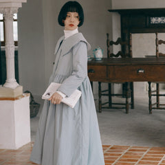 Fog blue soft fufu cotton coat small - MEIMMEIM(メイムメイム)