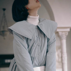 Fog blue soft fufu cotton coat small - MEIMMEIM(メイムメイム)