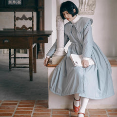 Fog blue soft fufu cotton coat small - MEIMMEIM(メイムメイム)