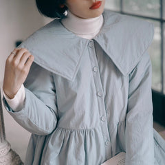 Fog blue soft fufu cotton coat small - MEIMMEIM(メイムメイム)