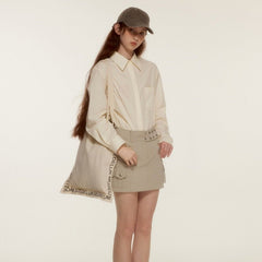 Ice Silk Milk White Oversized Long Sleeve Shirt - MEIMMEIM(メイムメイム)