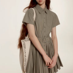 Informal academyolive green cool polo shirt dress - MEIMMEIM(メイムメイム)