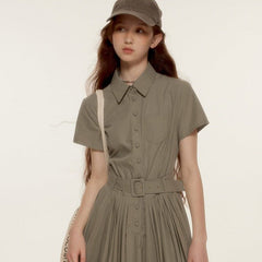 Informal academyolive green cool polo shirt dress - MEIMMEIM(メイムメイム)