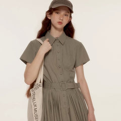 Informal academyolive green cool polo shirt dress - MEIMMEIM(メイムメイム)