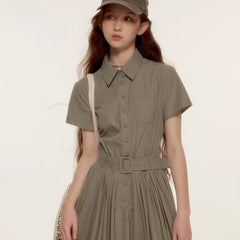 Informal academyolive green cool polo shirt dress - MEIMMEIM(メイムメイム)