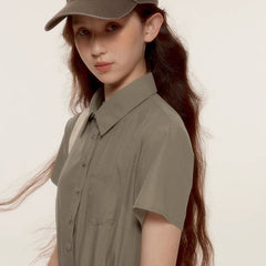 Informal academyolive green cool polo shirt dress - MEIMMEIM(メイムメイム)