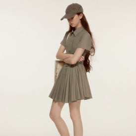 Informal academyolive green cool polo shirt dress - MEIMMEIM(メイムメイム)