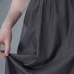 Light ink gray one shoulder contrast color dress - MEIMMEIM(メイムメイム)