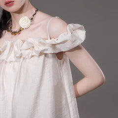 One Shoulder Shirt Lace Bat Curtain 2Piece Set - MEIMMEIM(メイムメイム)