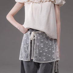 One Shoulder Shirt Lace Bat Curtain 2Piece Set - MEIMMEIM(メイムメイム)