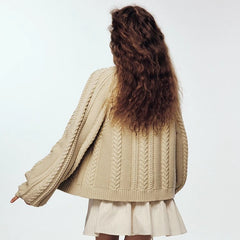 Over - the - shoulder stitch_linen apricot heavy industry sweater jacket - MEIMMEIM(メイムメイム)