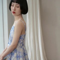 Suspender V-neck dress mid-length sleeveless skirt - MEIMMEIM(メイムメイム)