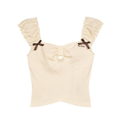 Sweet and cute cream yellow short slim camisole - MEIMMEIM(メイムメイム)