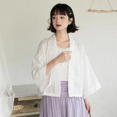 Well Cut White Mesh Long Sleeve Cardigan - MEIMMEIM(メイムメイム)