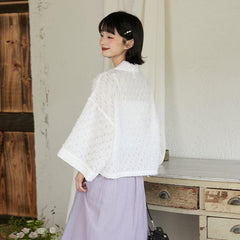 Well Cut White Mesh Long Sleeve Cardigan - MEIMMEIM(メイムメイム)