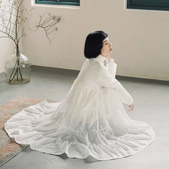 White gauze skirt is cute mid - length pleated dress - MEIMMEIM(メイムメイム)