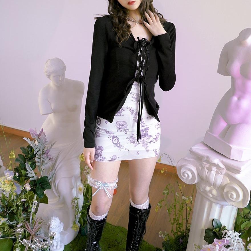 Absurd garden lace up cardigan - ANM CHANNEL