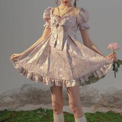 Alice Dress Bowknot Puff Sleeve Princess Lolita Skirt - ANM CHANNEL