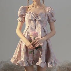 Alice Dress Bowknot Puff Sleeve Princess Lolita Skirt - ANM CHANNEL