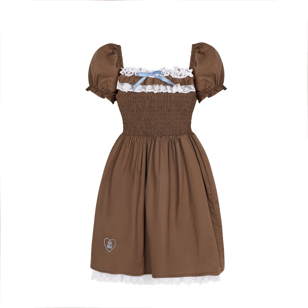 Ancient early sense brown sweet high waist dress - MEIMMEIM(メイムメイム)